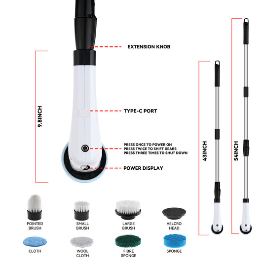 7-in-1 Cordless Electric Scrubber for Bathroom Cleaning
Powerful Electric