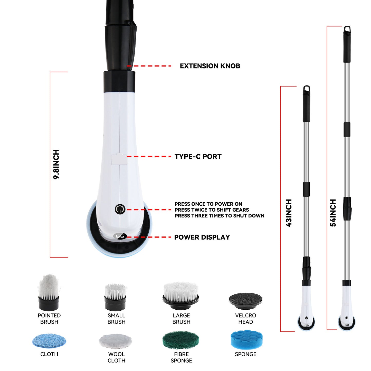 7-in-1 Cordless Electric Scrubber for Bathroom Cleaning
Powerful Electric