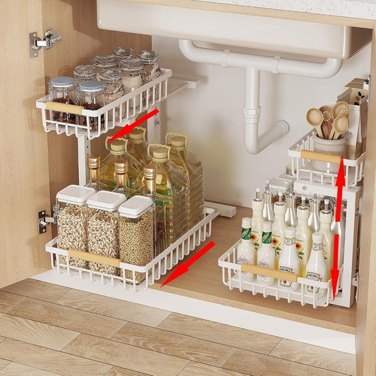 Adjustable 2-Tier Under Sink Storage Rack