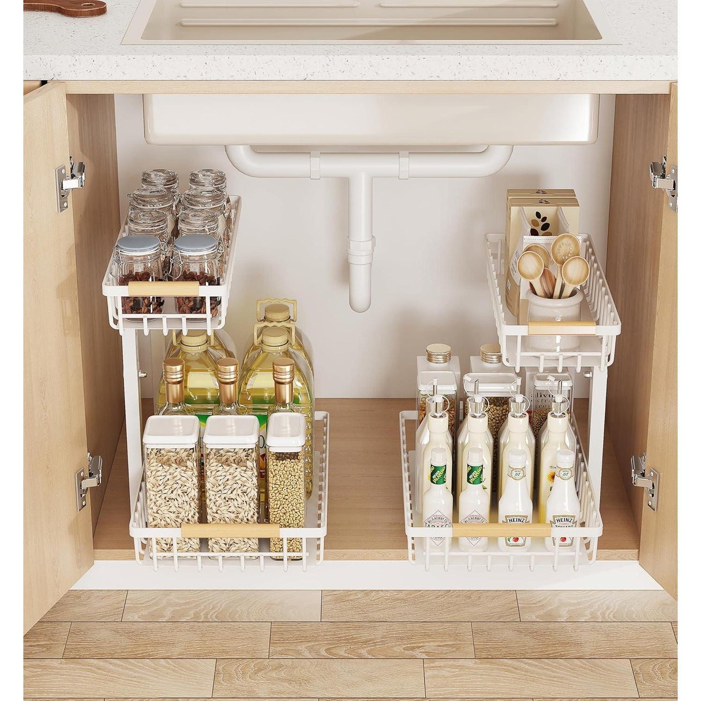 Adjustable 2-Tier Under Sink Storage Rack